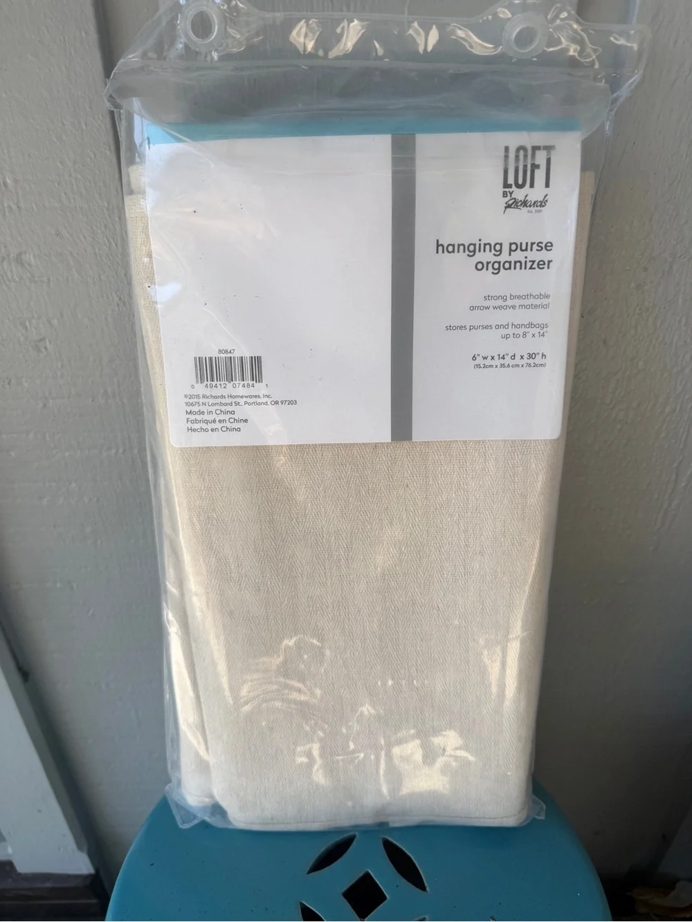 LOFT Cream Hanging Purse Organizer - 9 Pocket Closet Storage